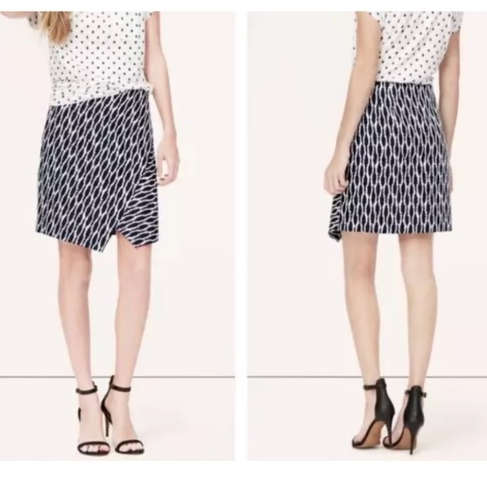 Ann Taylor Navy Asymmetrical Wrap Knit Skirt 6